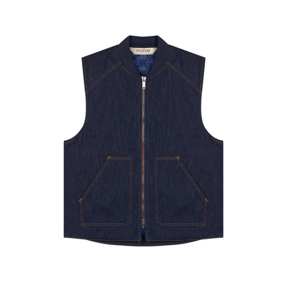 Gilet sans manches en jean brut doublé laine