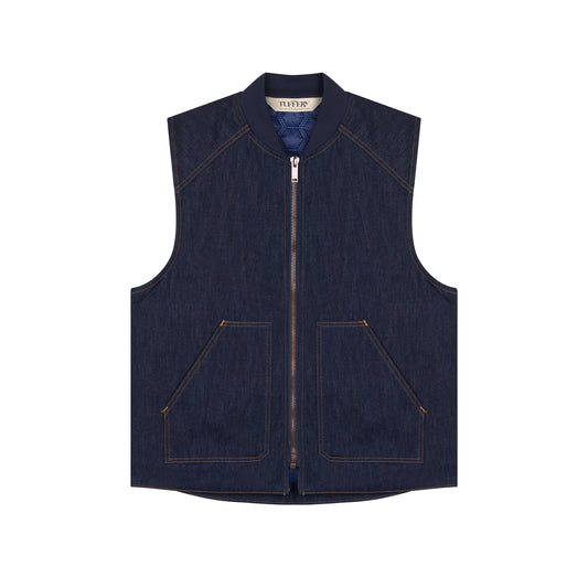 Gilet sans manches en jean brut doublé laine