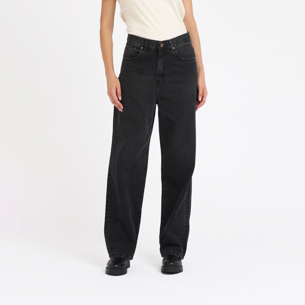 Jean femme baggy Noir Délavé - Gaspard