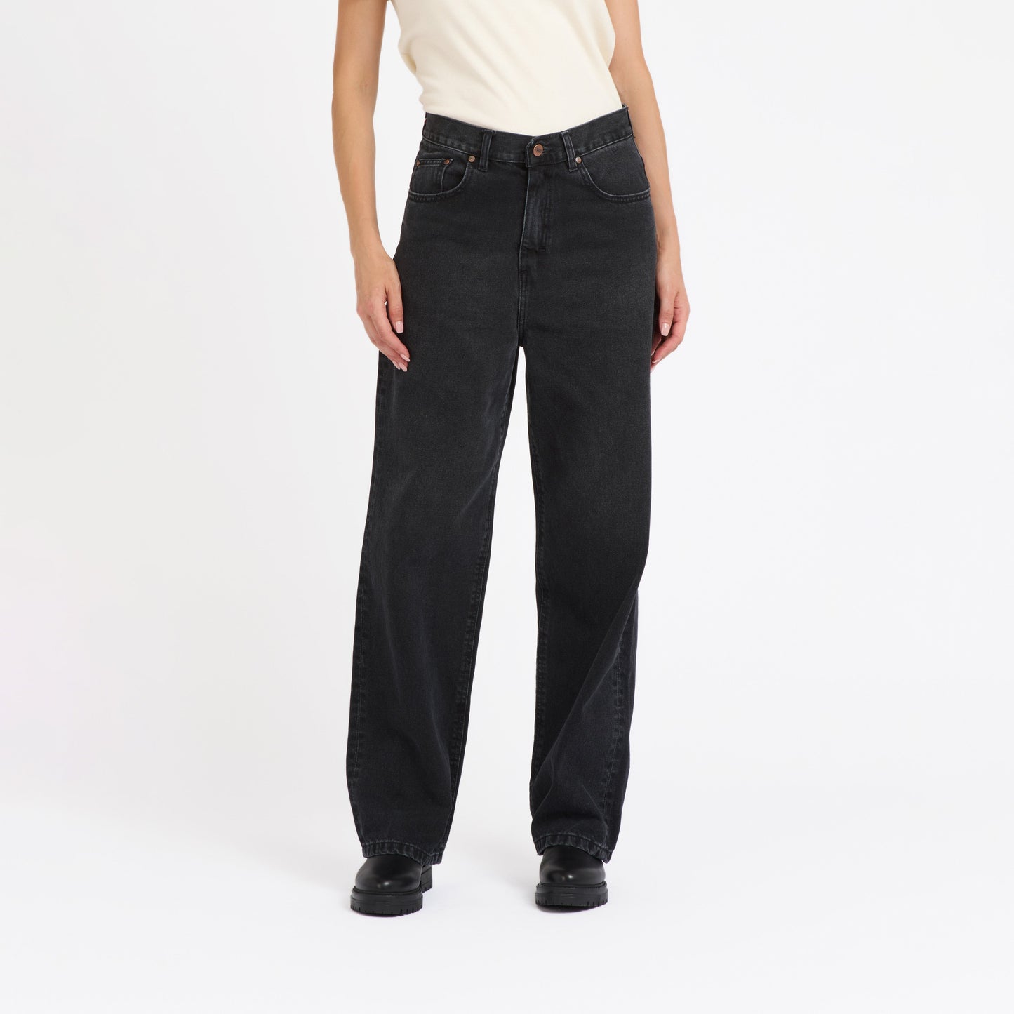 Jean femme baggy Noir Délavé - Gaspard