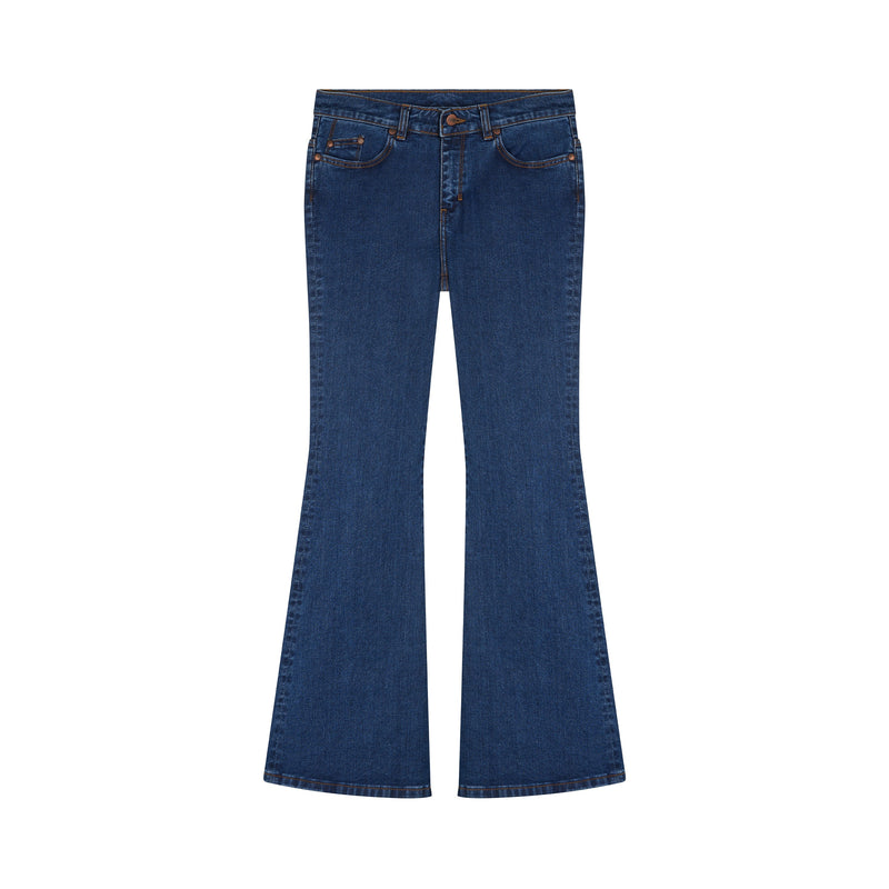 Jean femme flare taille semi-haute Stonewashed - Margot