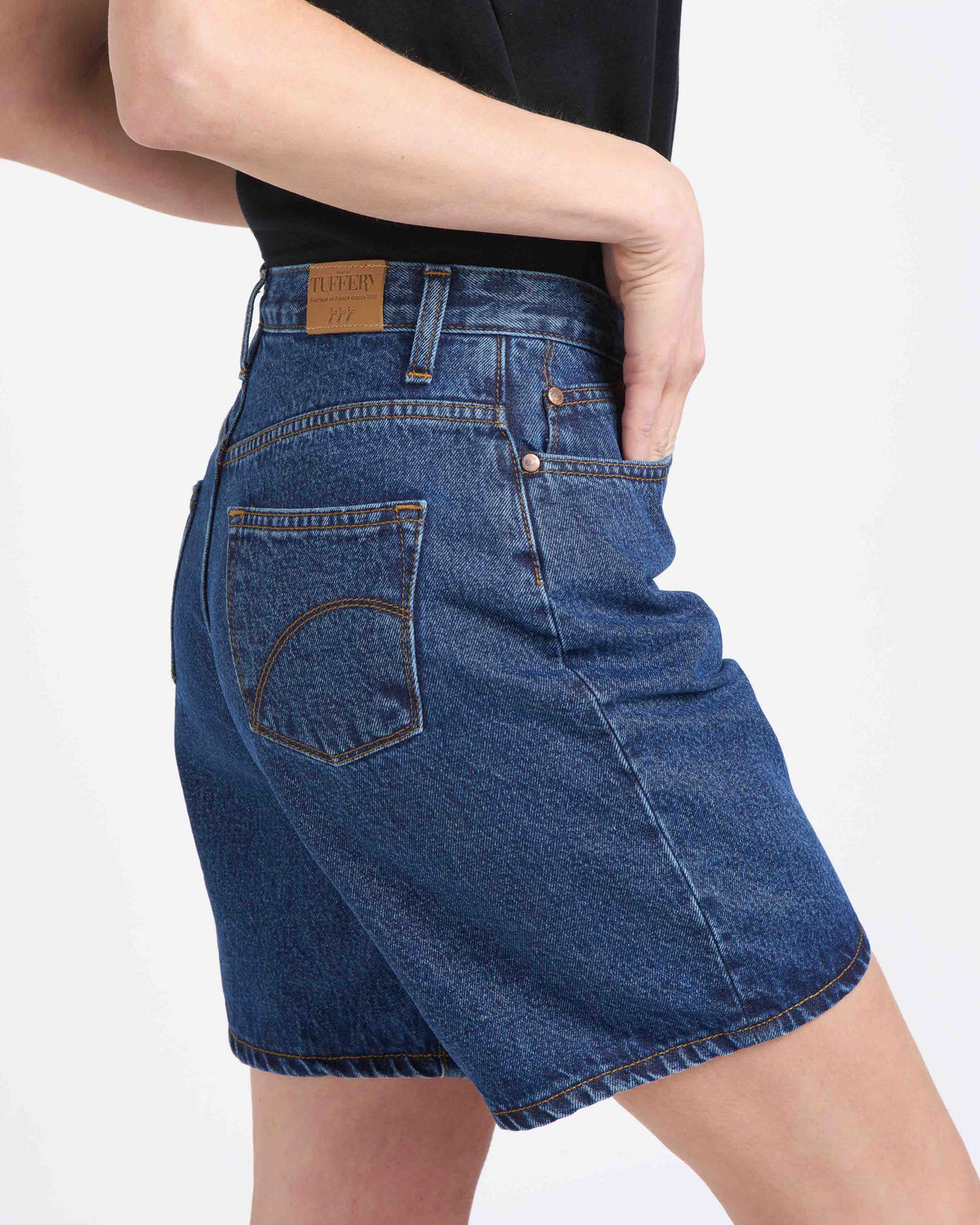 Short femme taille haute en jean Stonewashed - Aimé