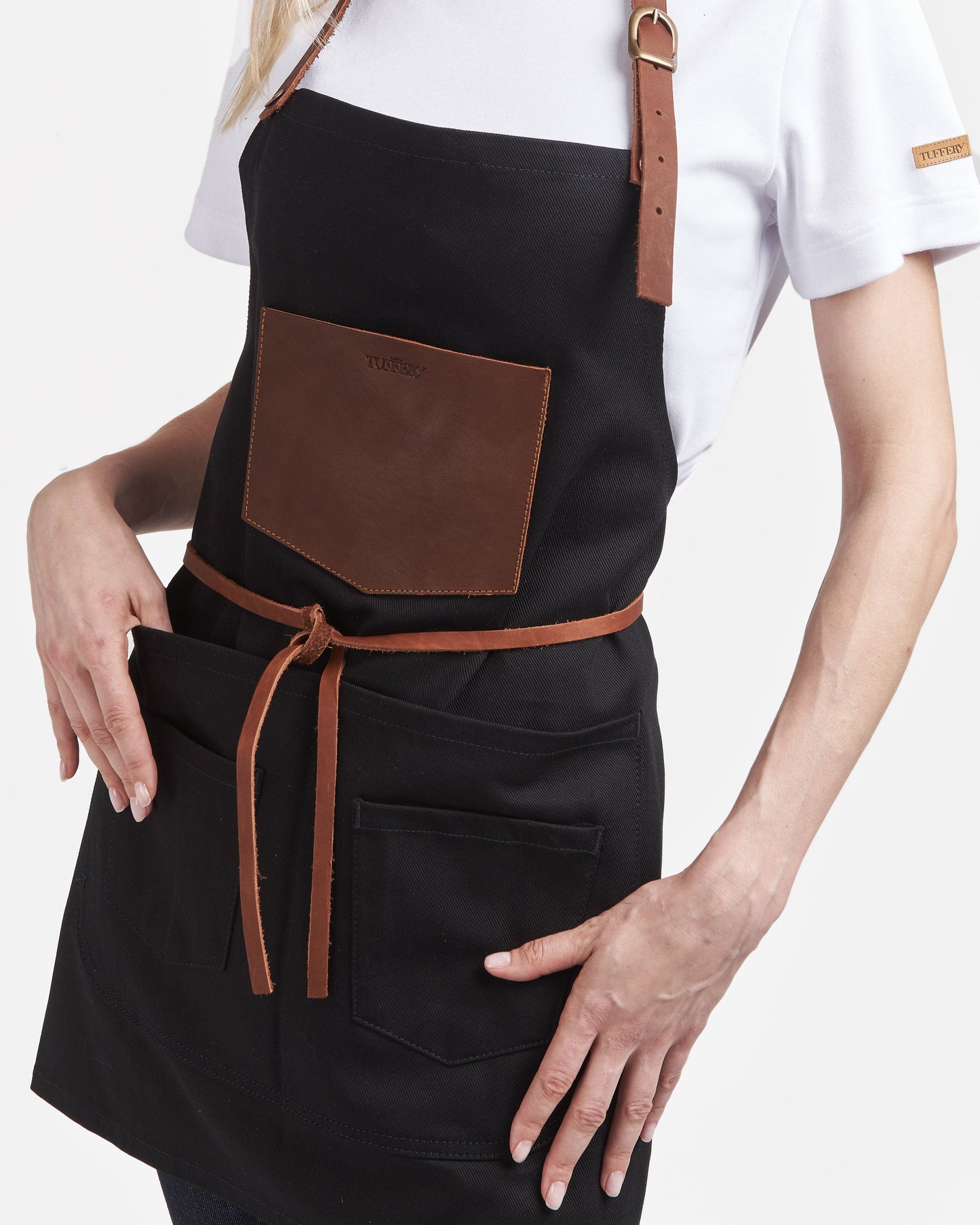 Tablier court en jean Noir