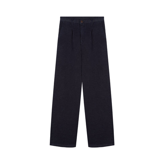 Pantalon femme large taille haute en laine mérinos française - Gabi