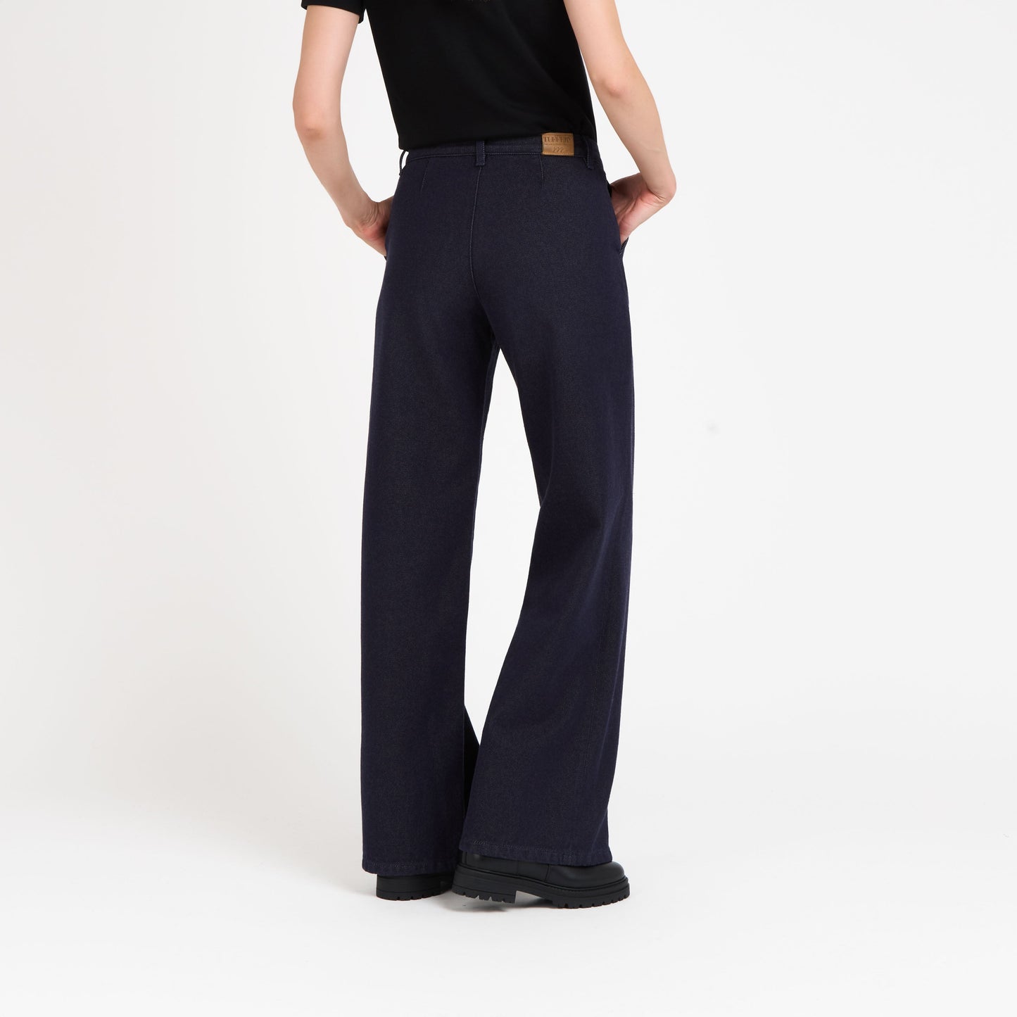 Pantalon femme large taille haute en laine mérinos française - Gabi