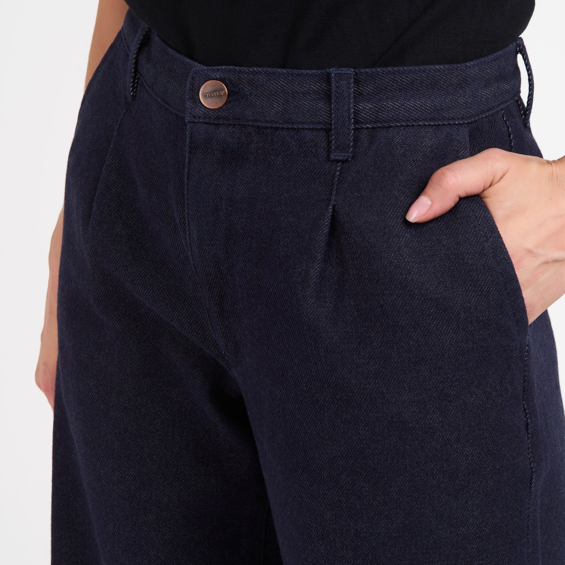 Pantalon femme large taille haute en laine mérinos française - Gabi