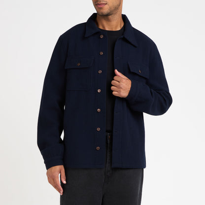 Surchemise homme droite en laine française Marine
