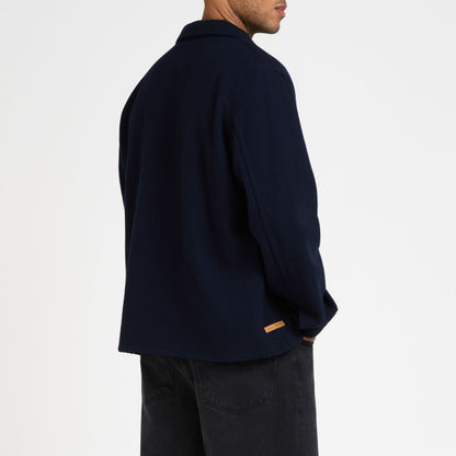 Surchemise homme droite en laine française Marine