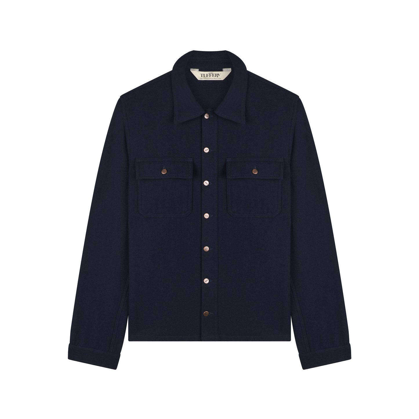 Surchemise homme droite en laine française Marine