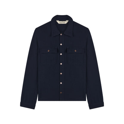 Surchemise homme droite en laine française Marine