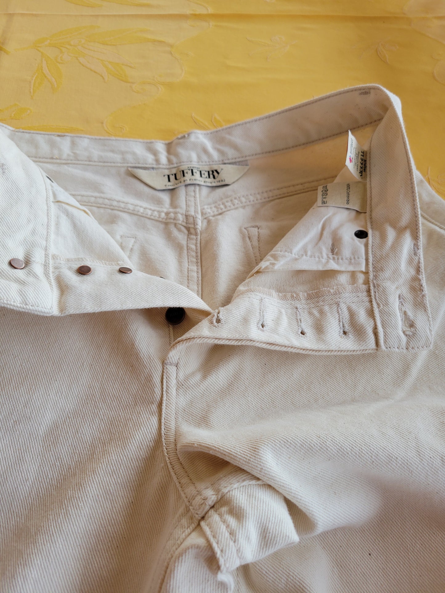 Jean femme droit taille haute Écru - Apolline