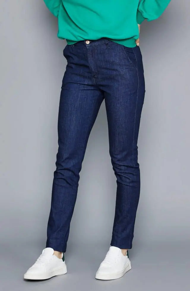 Chino ajusté taille haute Brut Coton Bio - Léonie