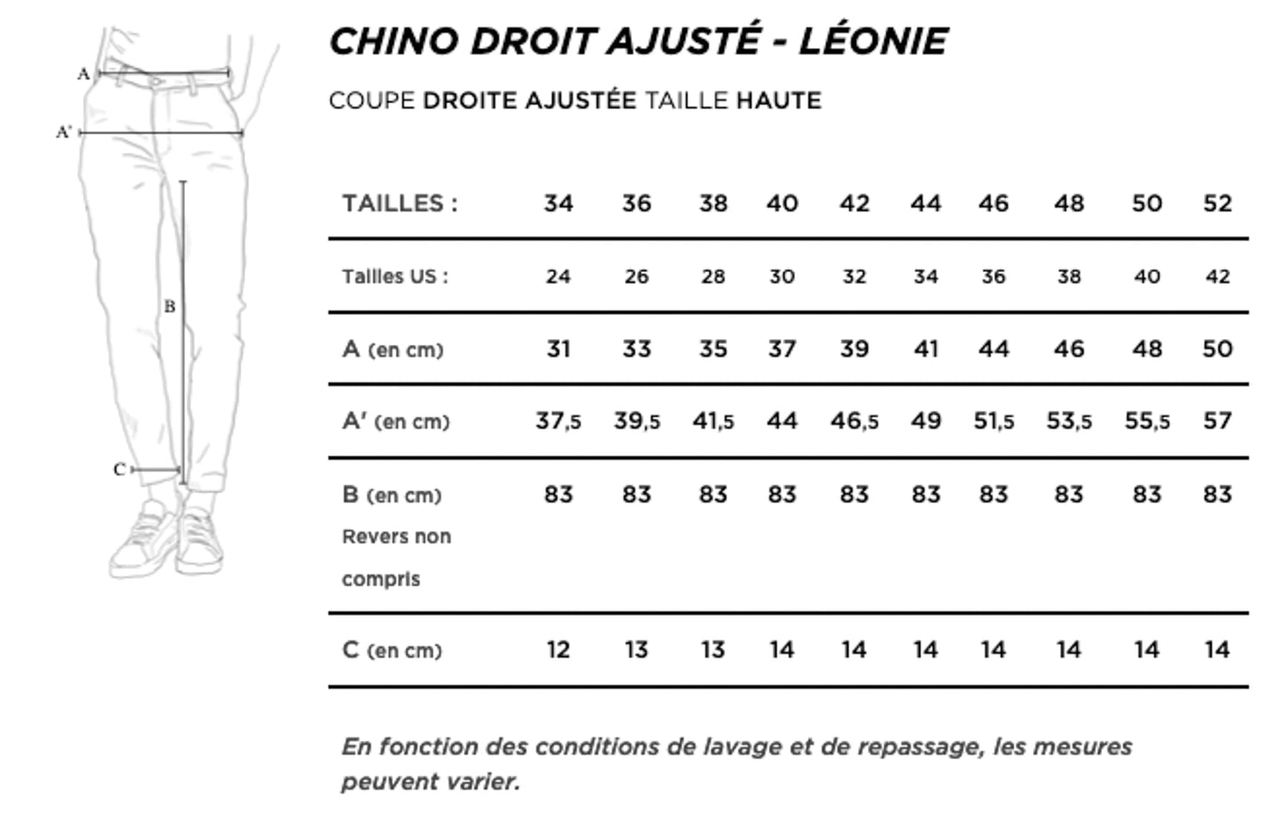 Chino ajusté taille haute Alpine 100% Lin Français - Léonie