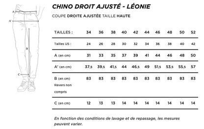 Chino ajusté taille haute Alpine 100% Lin Français - Léonie