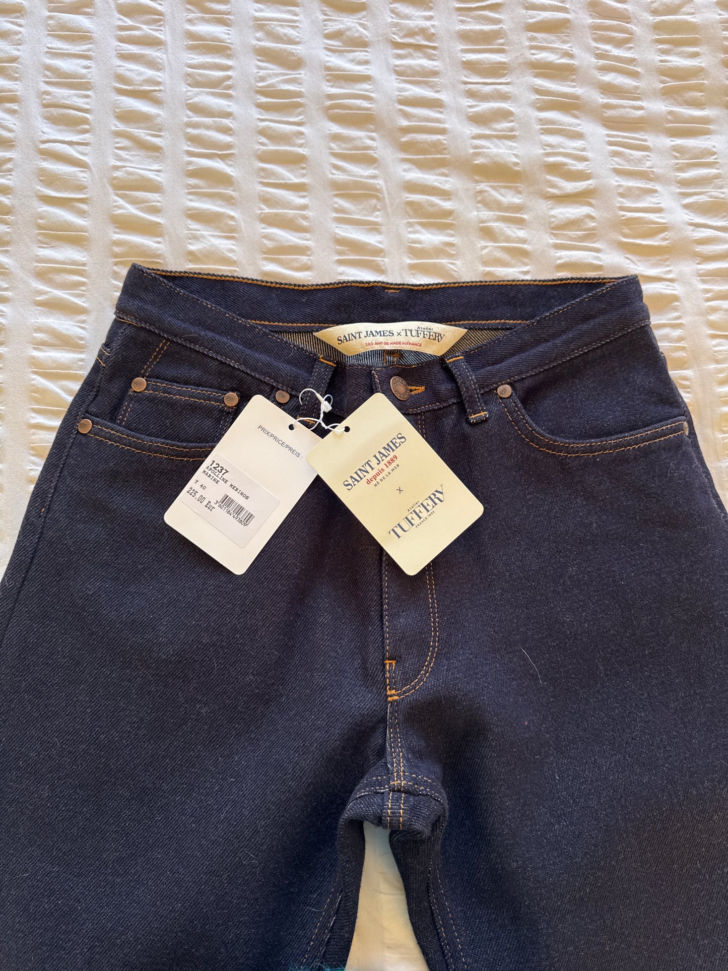 Jean droit taille haute laine – SAINT JAMES x Atelier TUFFERY – Apolline