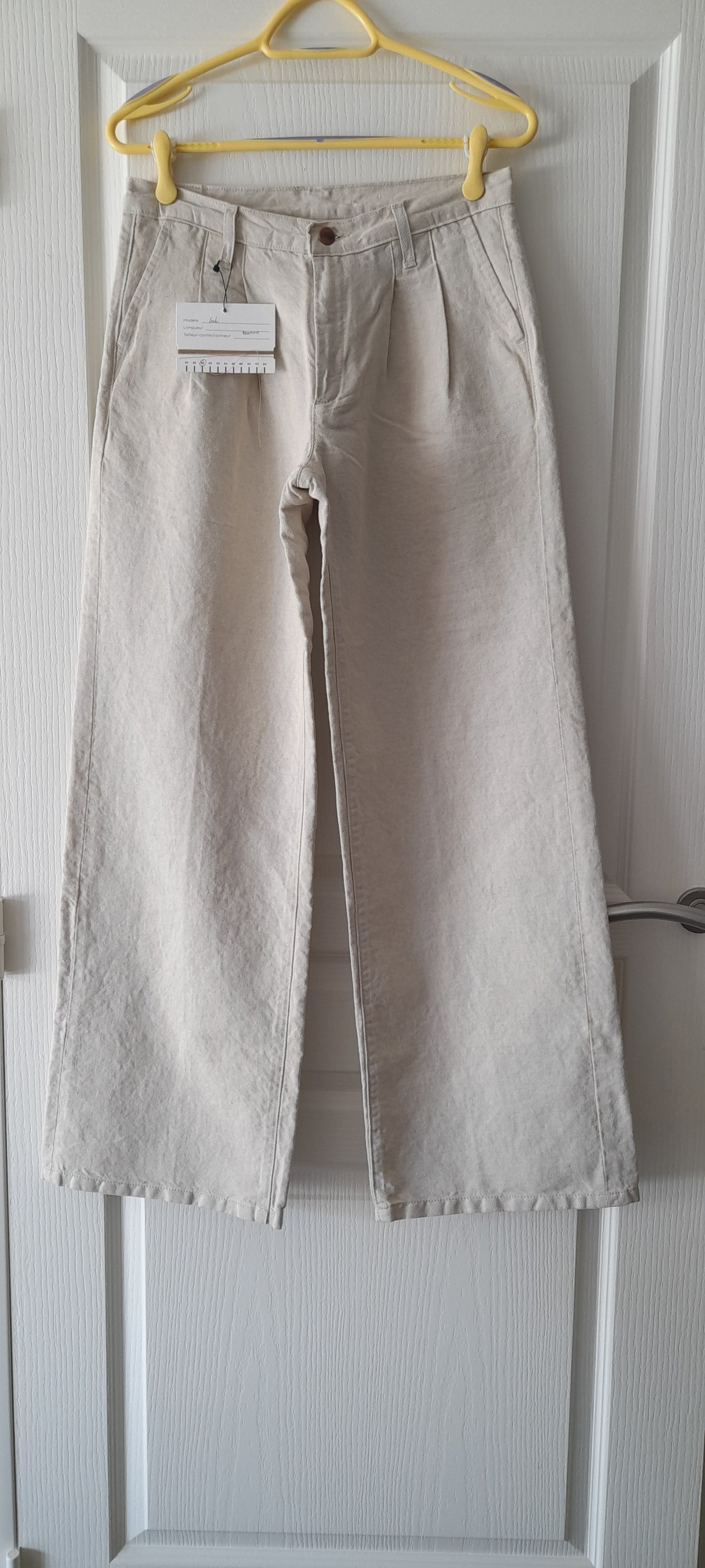 Pantalon femme droit taille haute Chanvre Naturel - Gabi