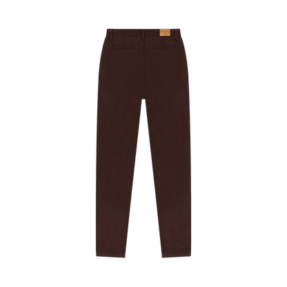 Chino femme ajusté taille haute Marron - Léonie