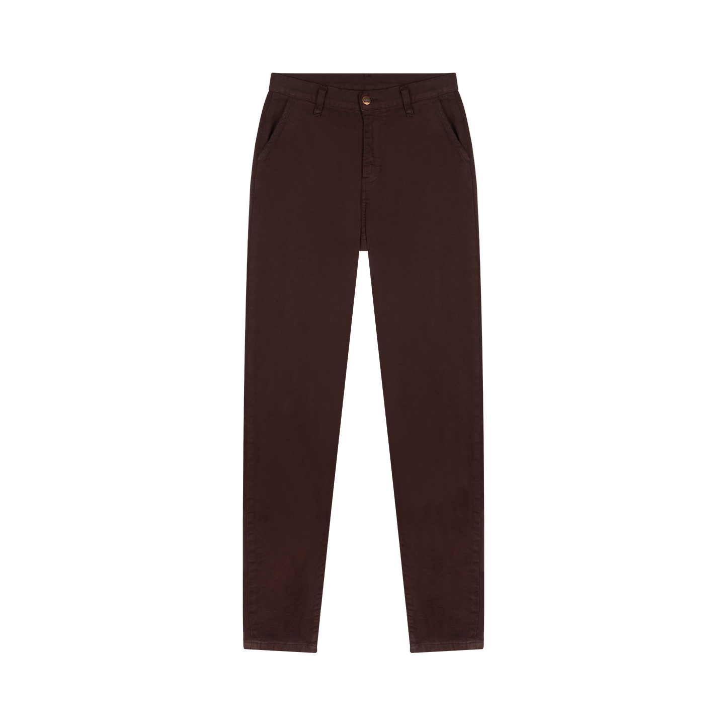 Chino femme ajusté taille haute Marron - Léonie