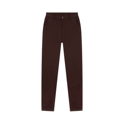 Chino femme ajusté taille haute Marron - Léonie