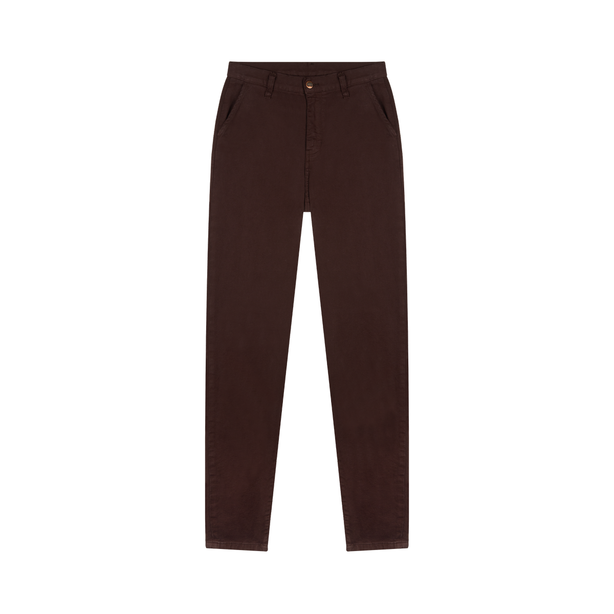 Chino femme ajusté taille haute Marron - Léonie