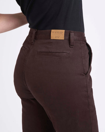 Chino femme ajusté taille haute Marron - Léonie