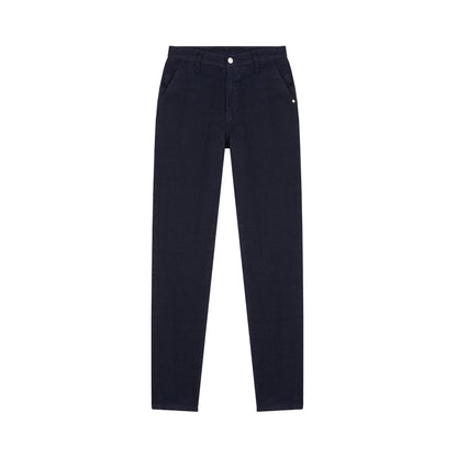 Chino droit ajusté taille haute en jean 100% lin français – Léonie