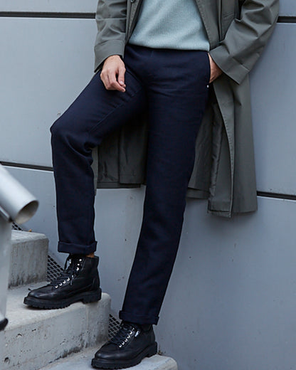 Chino ajusté taille haute Alpine 100% Lin Français - Léonie