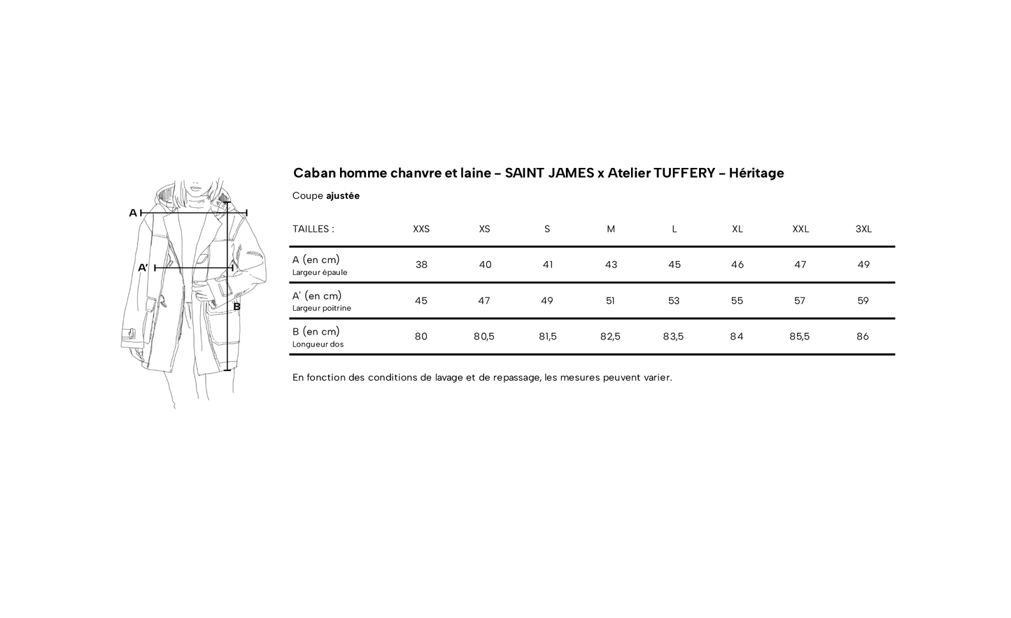 Caban homme chanvre et laine – SAINT JAMES x Atelier TUFFERY – Héritage