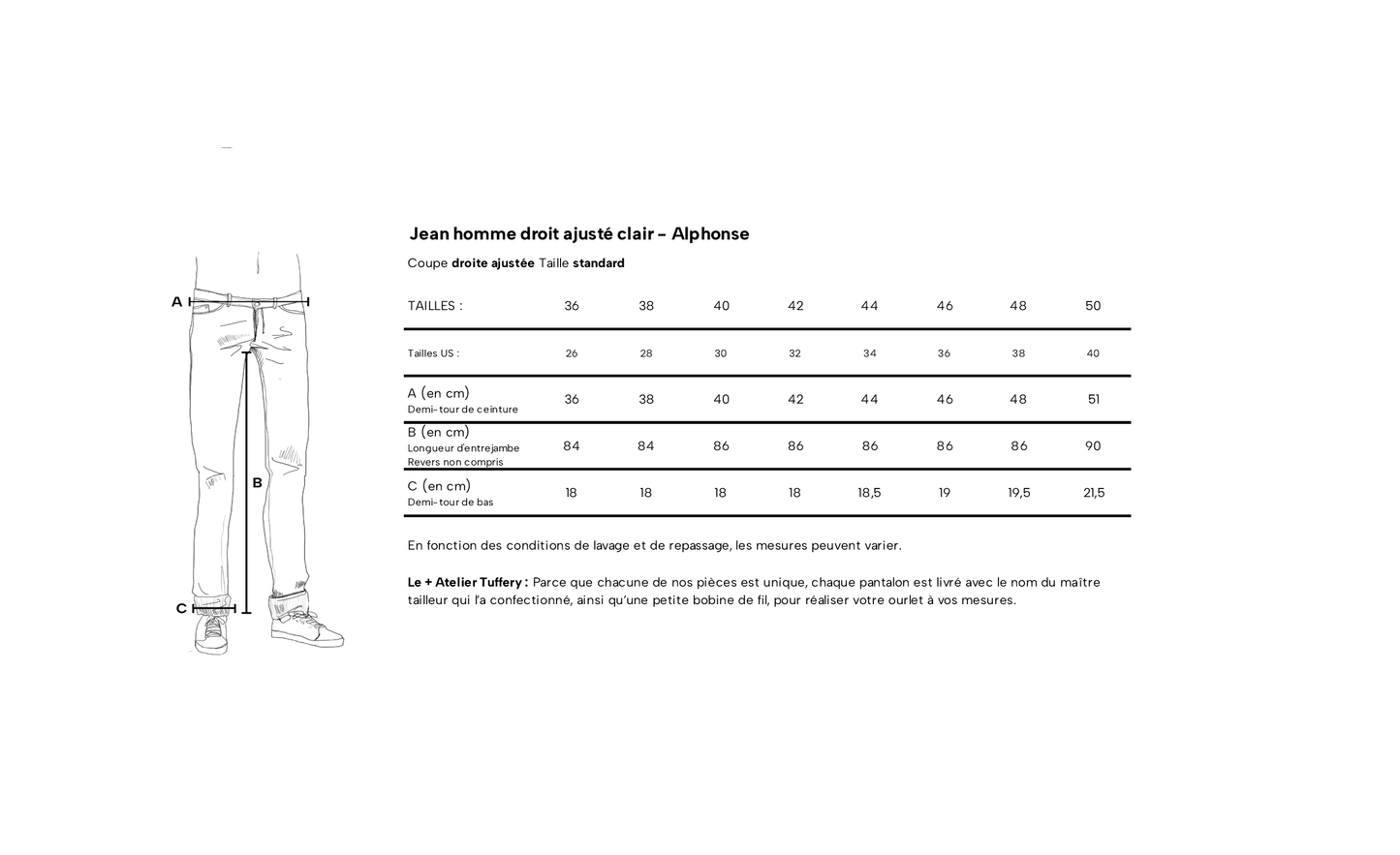 Jean droit ajusté Clair - Alphonse