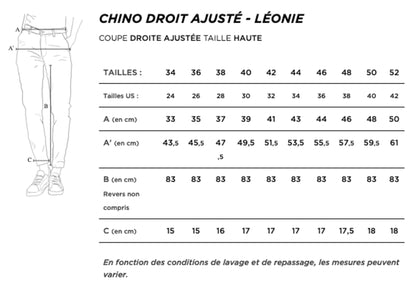 Chino ajusté taille haute sable – Léonie