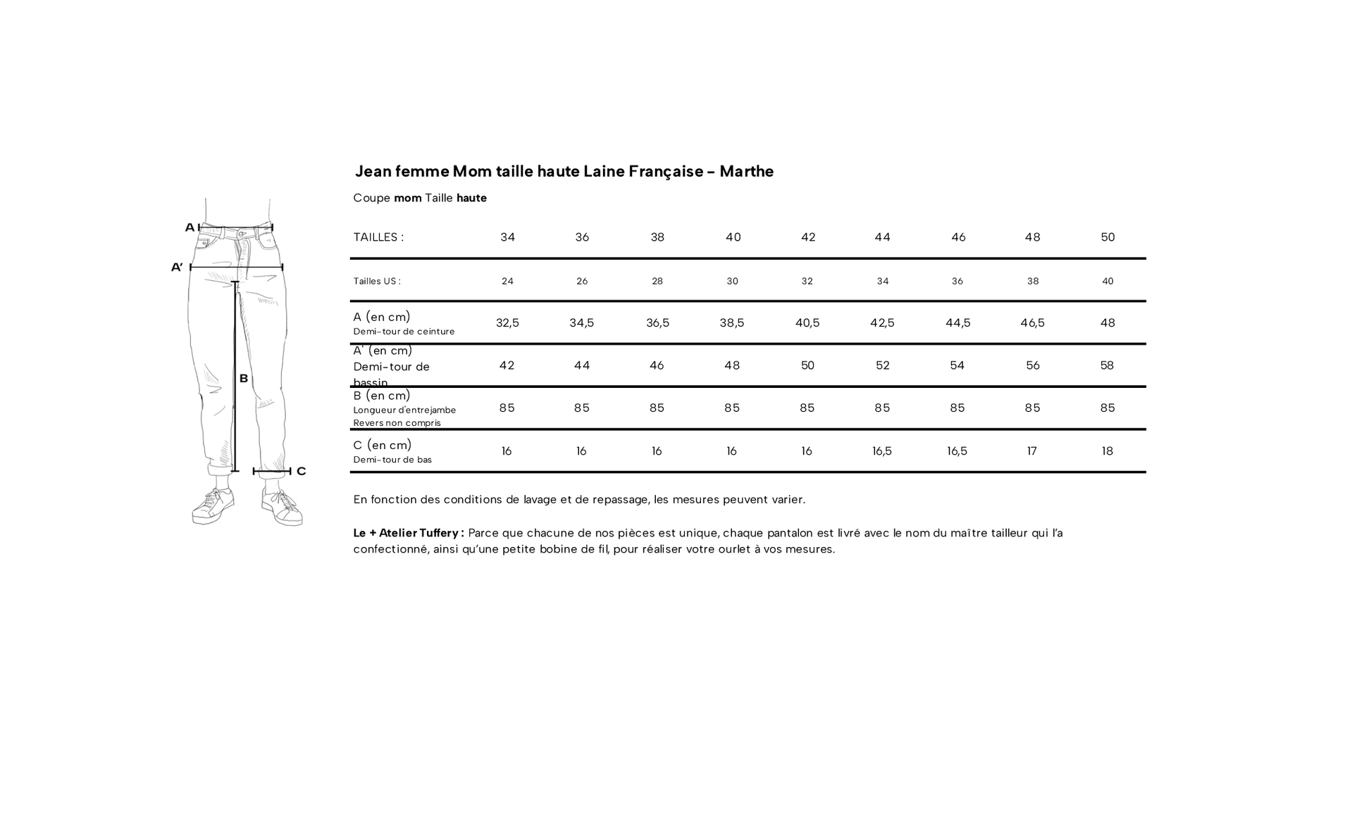 Jean mom taille haute Laine Française - Marthe