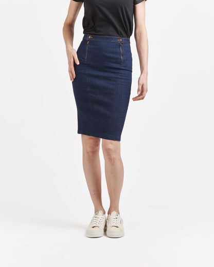 Jupe en jean crayon taille haute Coton Bio - Agathe