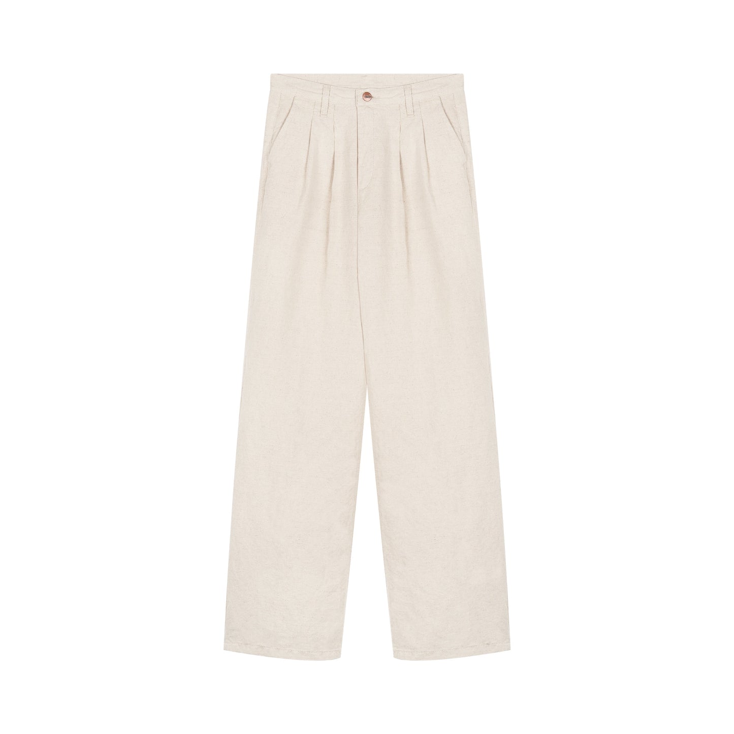 Pantalon femme droit taille haute naturel - Gabi