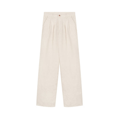 Pantalon femme droit taille haute naturel - Gabi