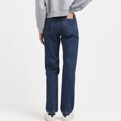 Jean femme droit taille haute Stonewashed - APOLLINE