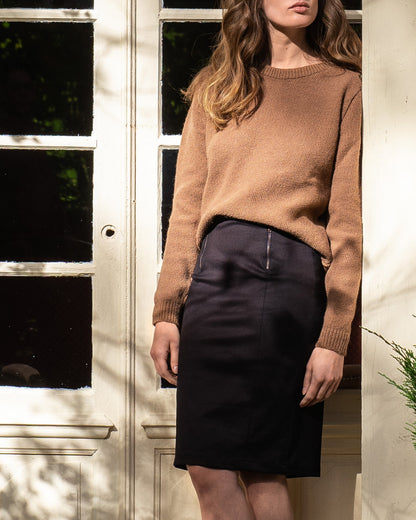 Jupe crayon taille haute Soie Noire - Agathe