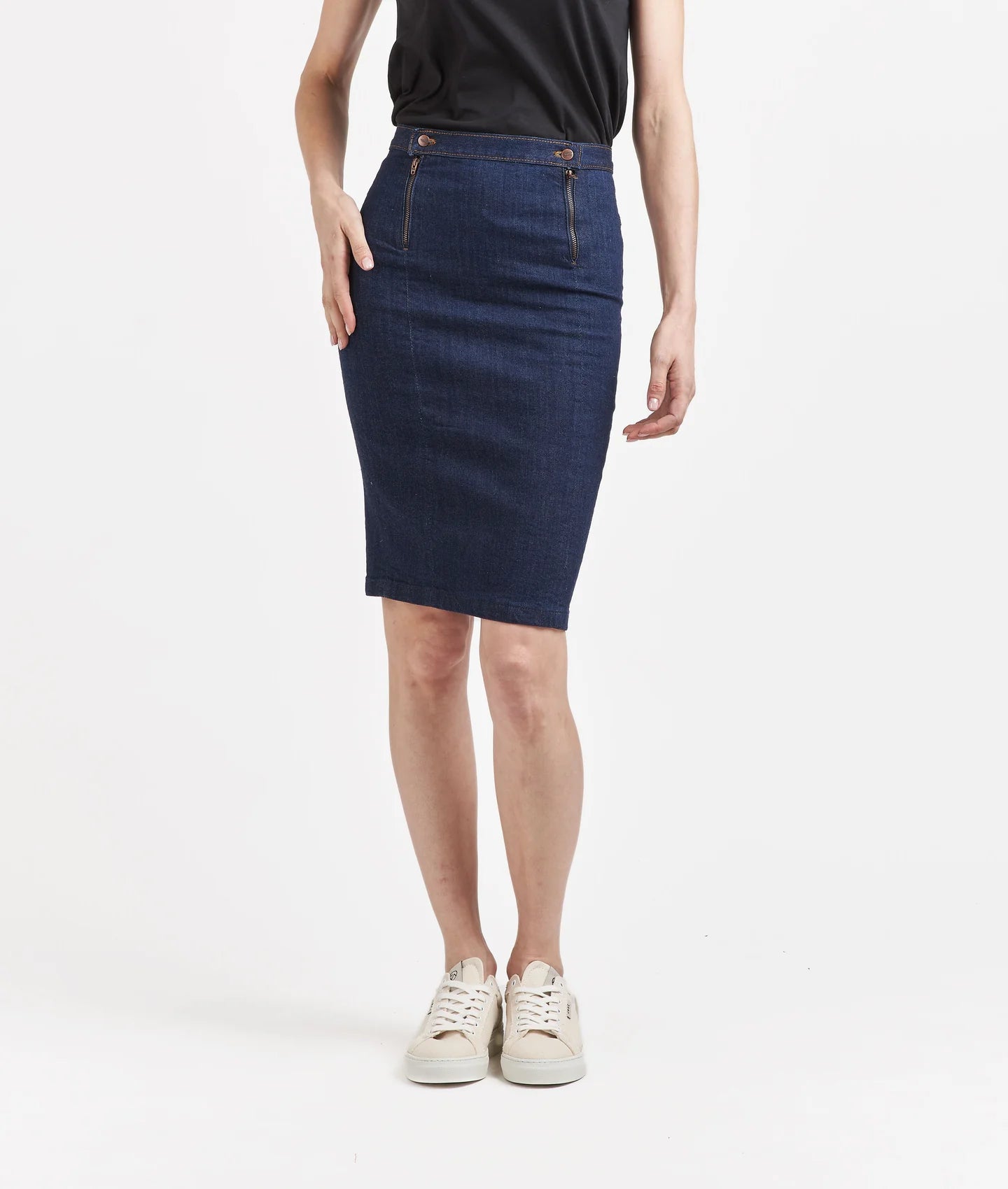 Jupe en jean crayon taille haute Coton Bio-AGATHE