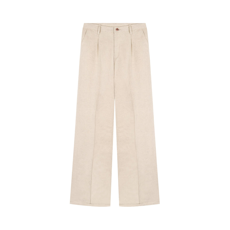 Pantalon femme droit taille haute Chanvre Naturel - Gabi