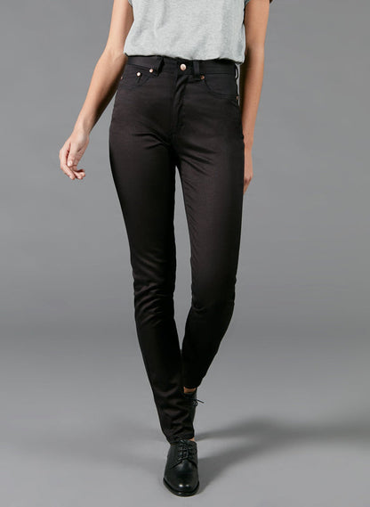 Jean femme slim taille haute Soie Noir - Marianne