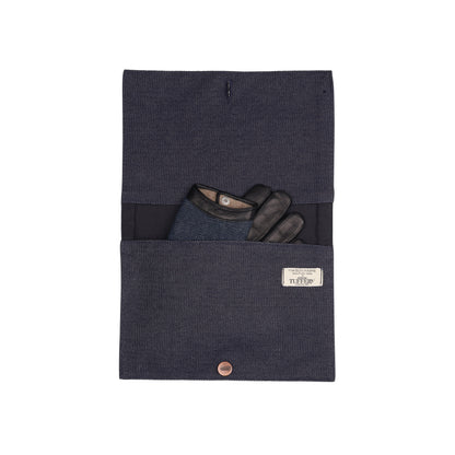 Gants homme en cuir noir et jean doublé cachemire