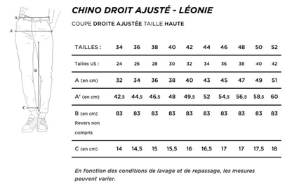 Chino ajusté taille haute Moleskine - Léonie