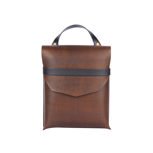 Grand sac à main en cuir brun