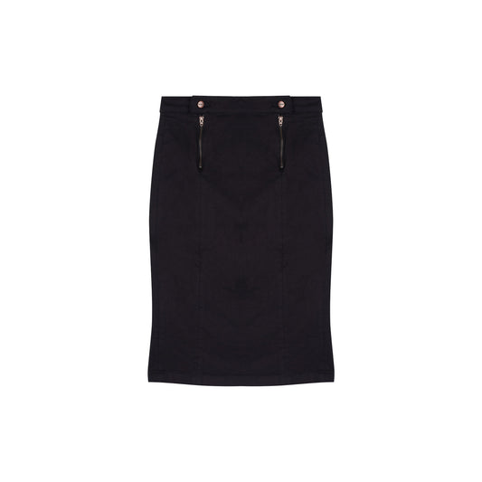 Jupe crayon taille haute Soie Noire - Agathe