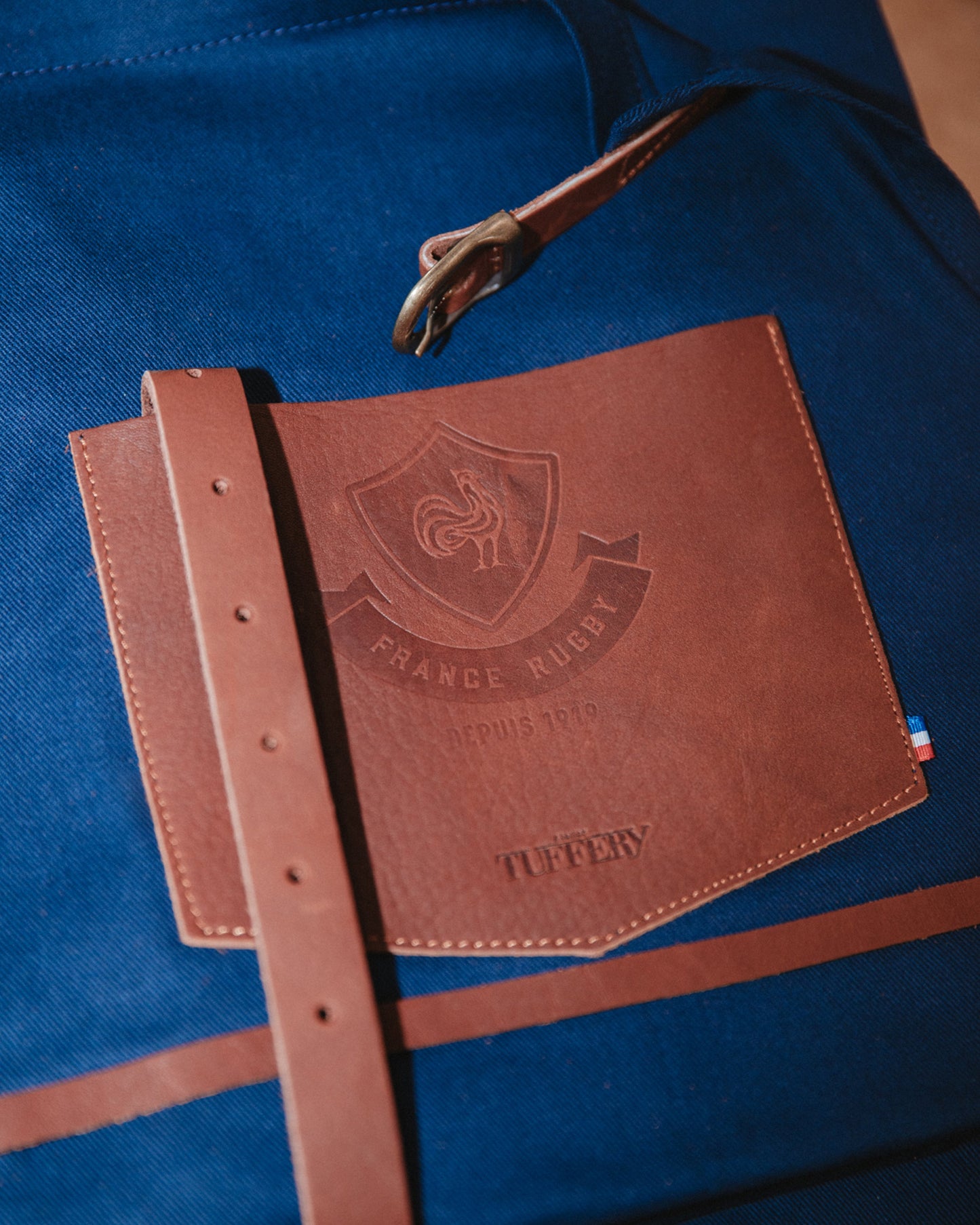 Tablier en jean brut bio France Rugby – Long