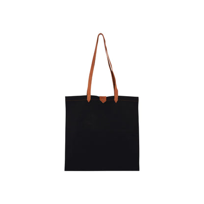 Tote-bag jean noir et cuir