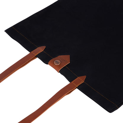 Tote-bag jean noir et cuir